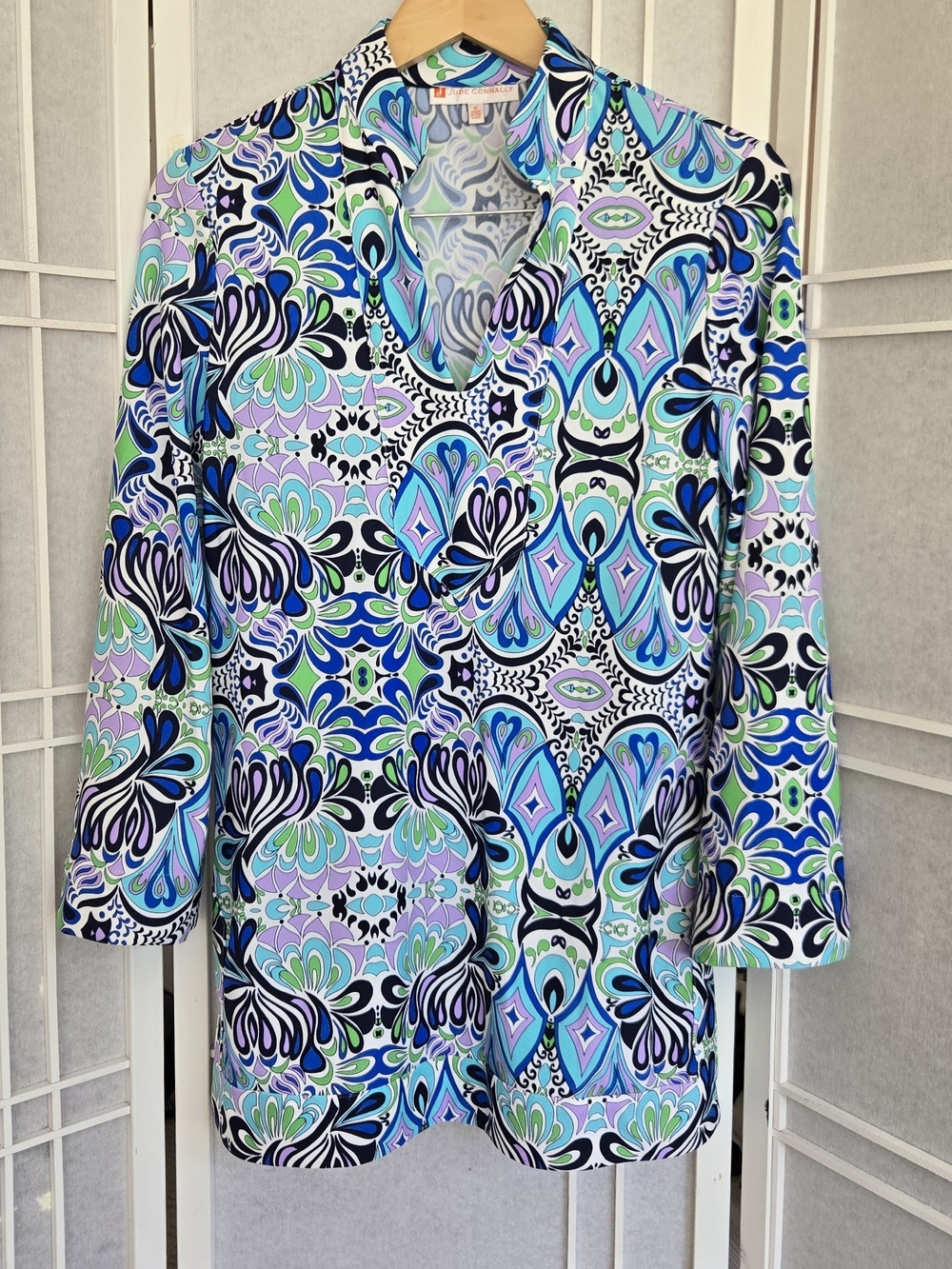 NWOT ! Jude Connally Multi-Color Printed Tunic Dress in Blue, Green & Purple